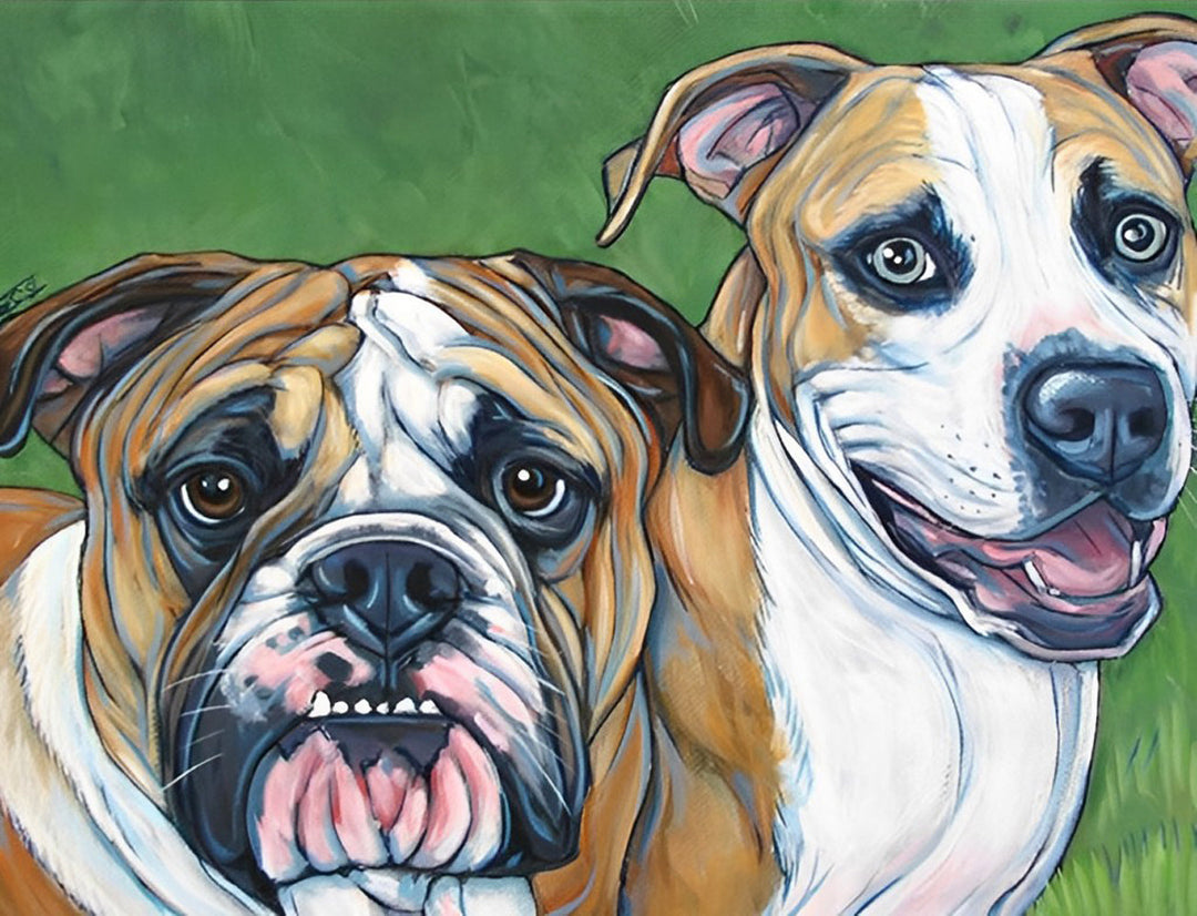 Twee Witte en Bruine Honden Diamond Painting