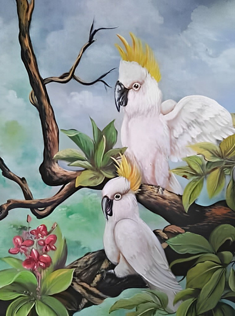 Twee Witte Papegaaien Diamond Painting