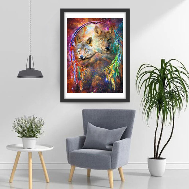 Twee Wolven in Dromenvanger Diamond Painting