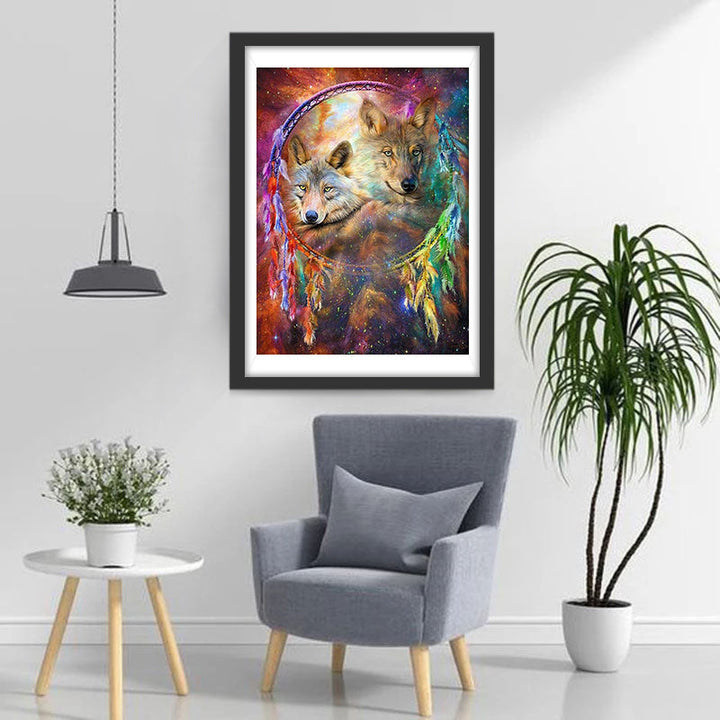 Twee Wolven in Dromenvanger Diamond Painting