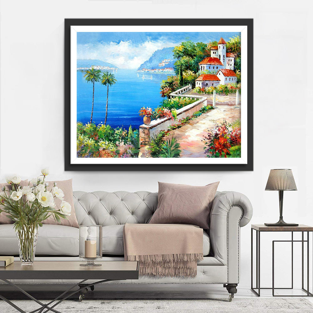 Typische Mediterrane Kusttafereel Diamond Painting