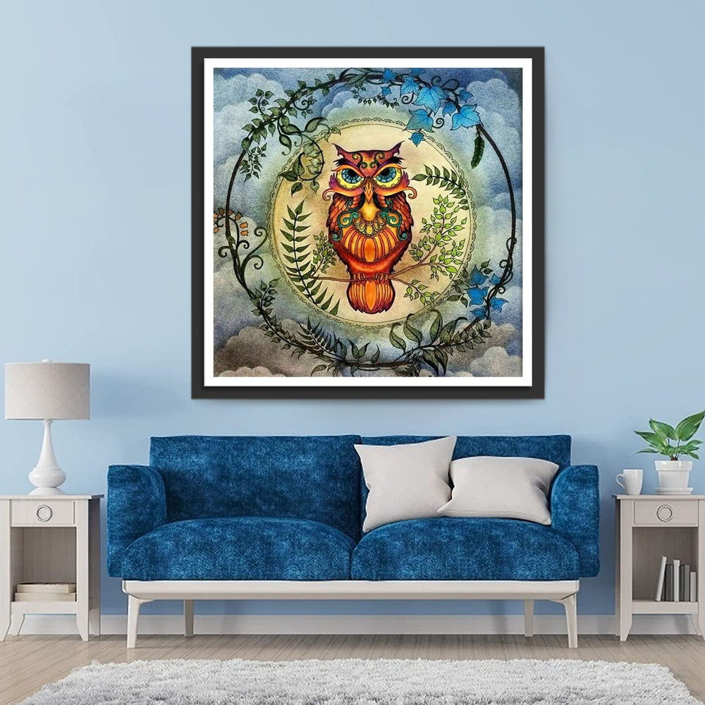 Uil Borduurwerk Ornament Diamond Painting