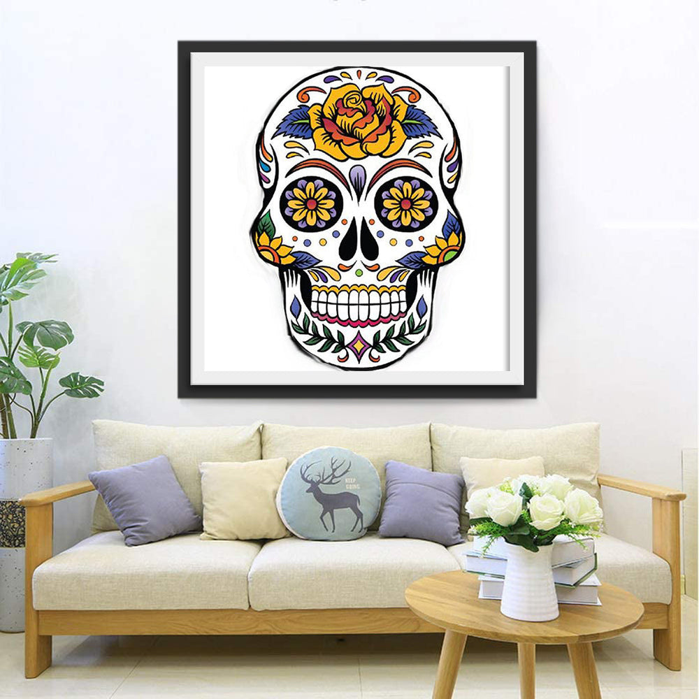 Uitbundig Veelkleurig Schedel Diamond Painting