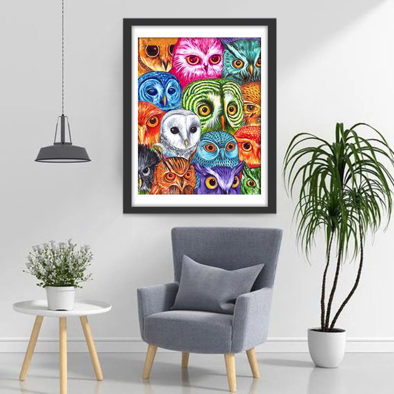 Veel Kleuren en Soorten Uilen Diamond Painting