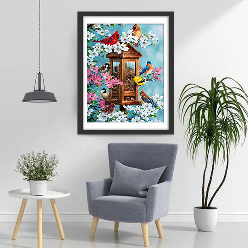 Veel Vogels in de Bomen Diamond Painting