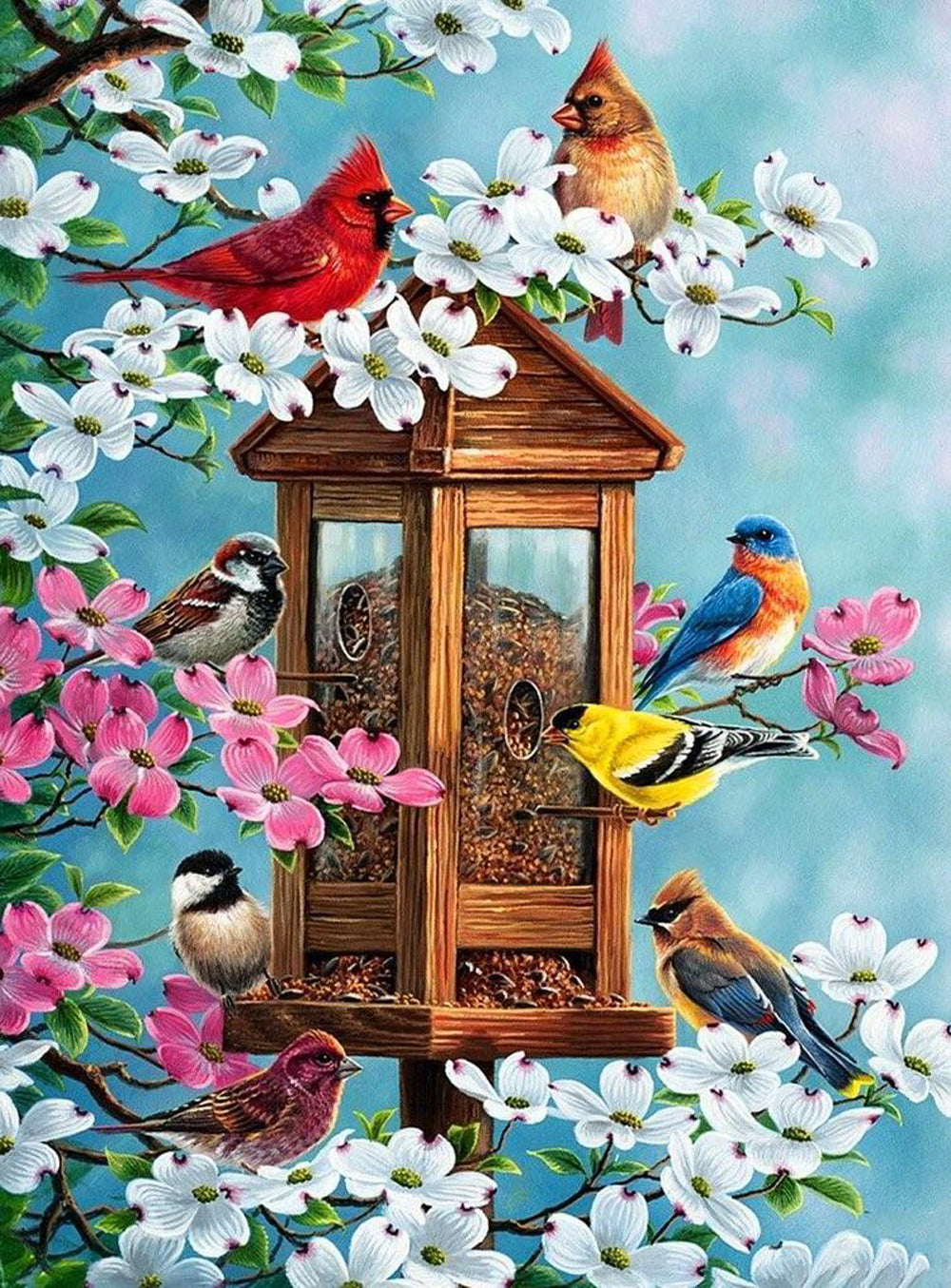 Veel Vogels in de Bomen Diamond Painting