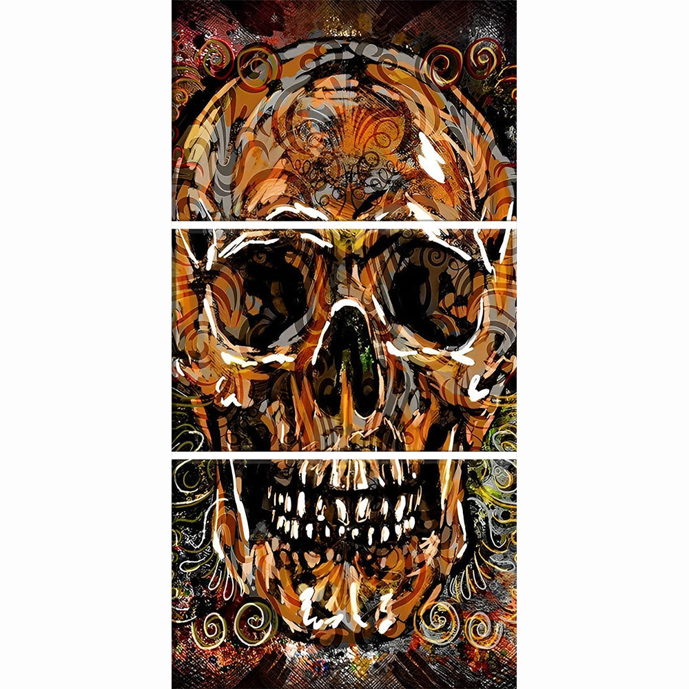 Veelkleurig Doodshoofd in Een Artistiek Ontwerp 3 Platen Diamond Painting