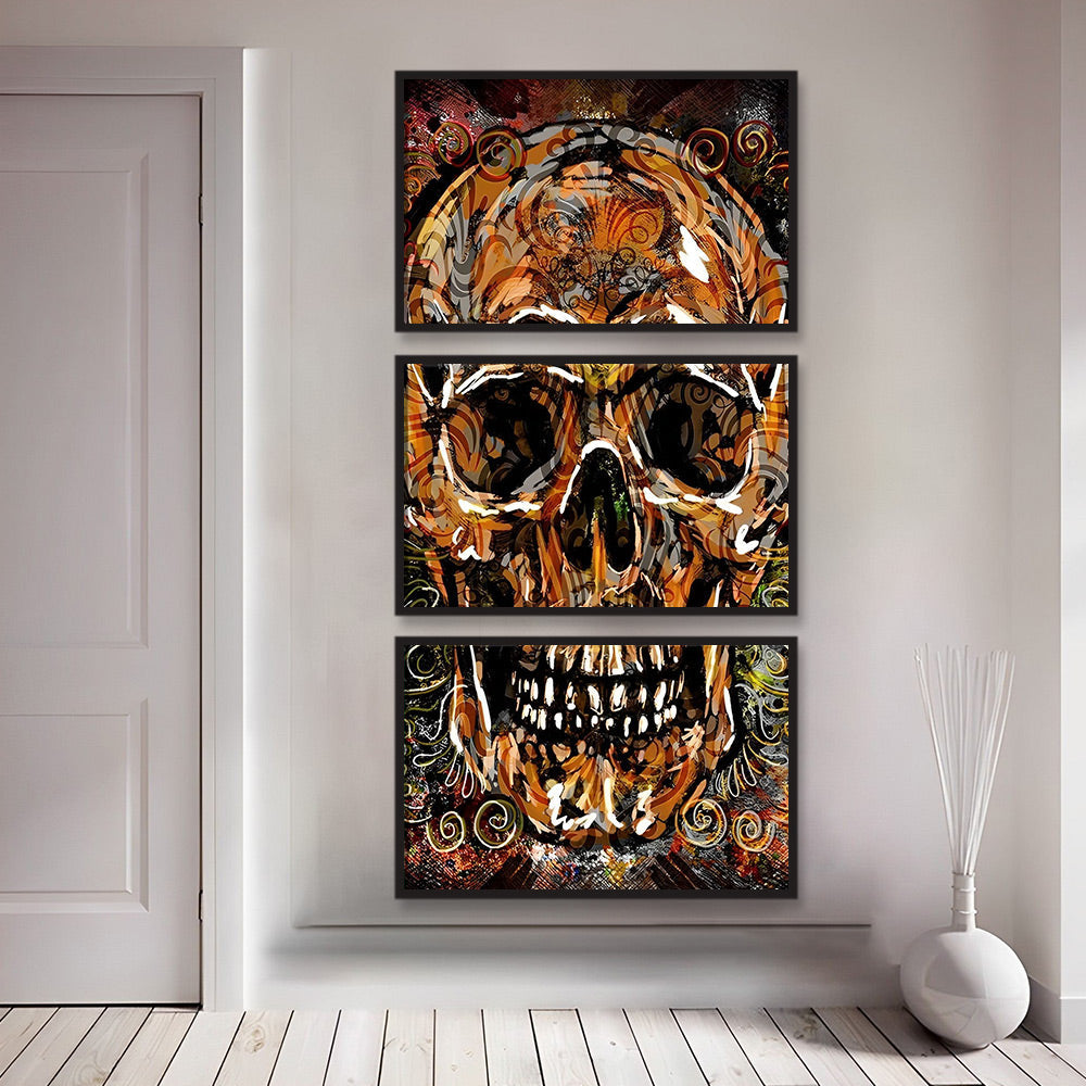 Veelkleurig Doodshoofd in Een Artistiek Ontwerp 3 Platen Diamond Painting