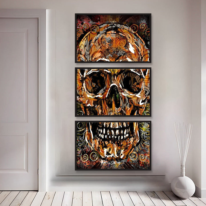 Veelkleurig Doodshoofd in Een Artistiek Ontwerp 3 Platen Diamond Painting