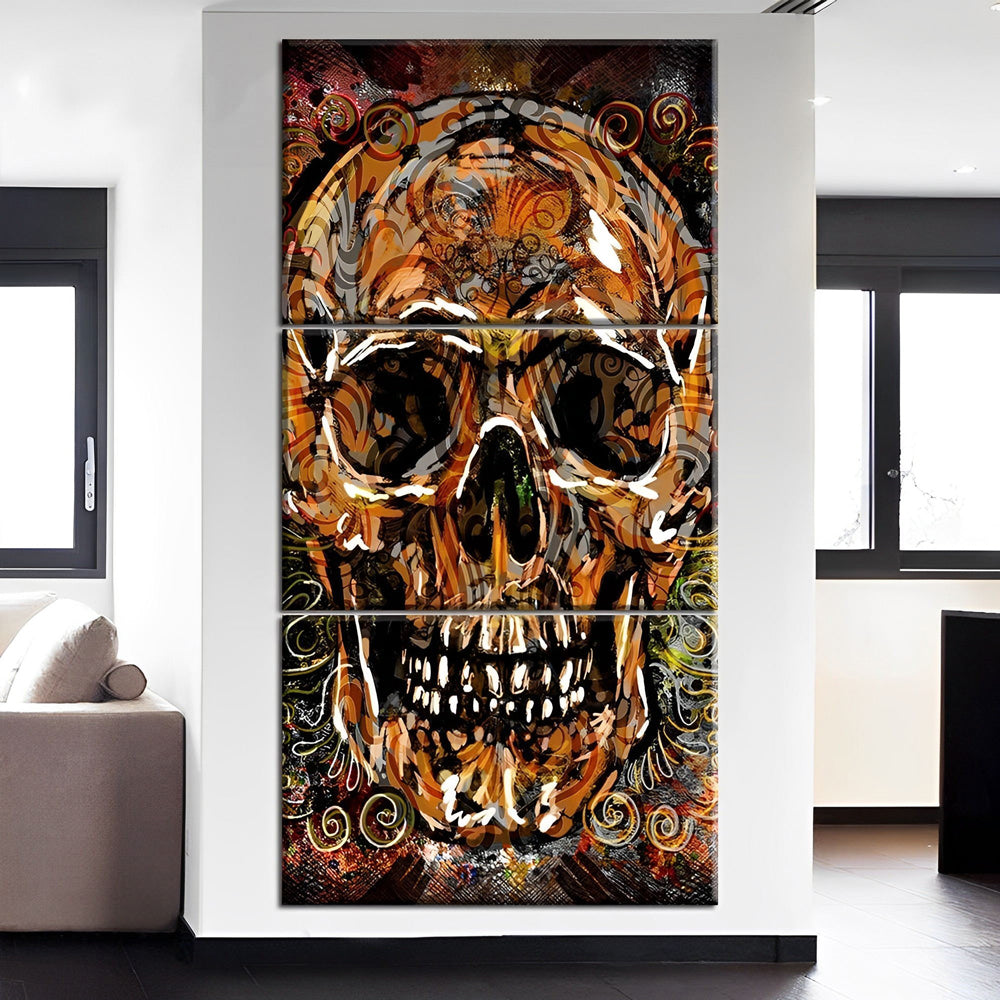Veelkleurig Doodshoofd in Een Artistiek Ontwerp 3 Platen Diamond Painting
