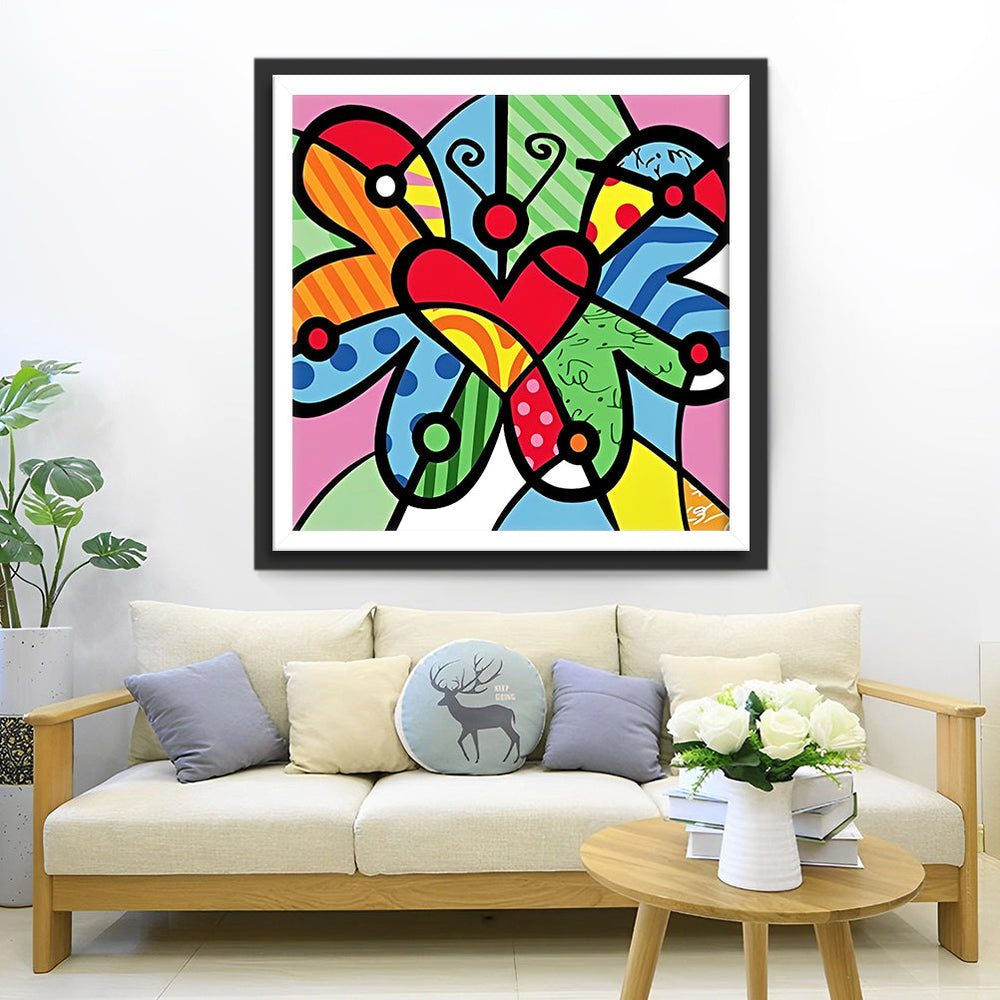 Veelkleurig Vormenspel van Hart en Vlinder Diamond Painting