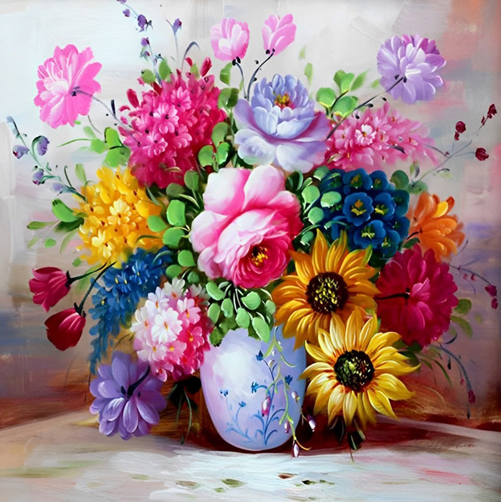 Veelkleurige Bloemenpracht Diamond Painting