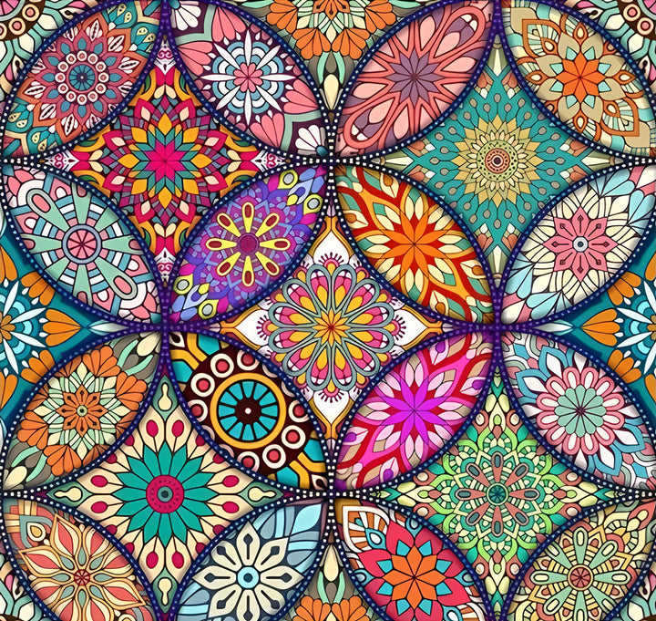 Veelkleurige Mandala-achtige Vormen Diamond Painting