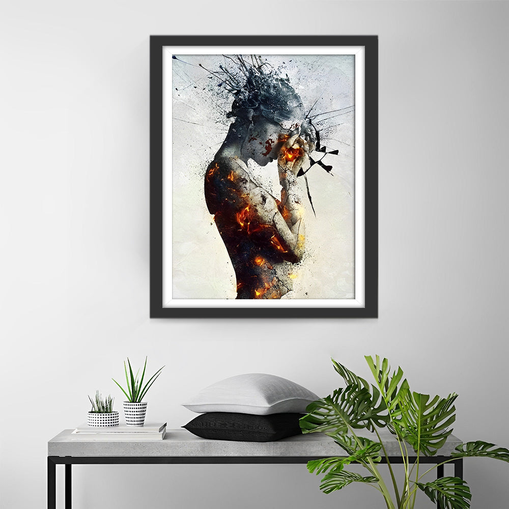 Verbroken Worstelend Menselijk Silhouet Diamond Painting