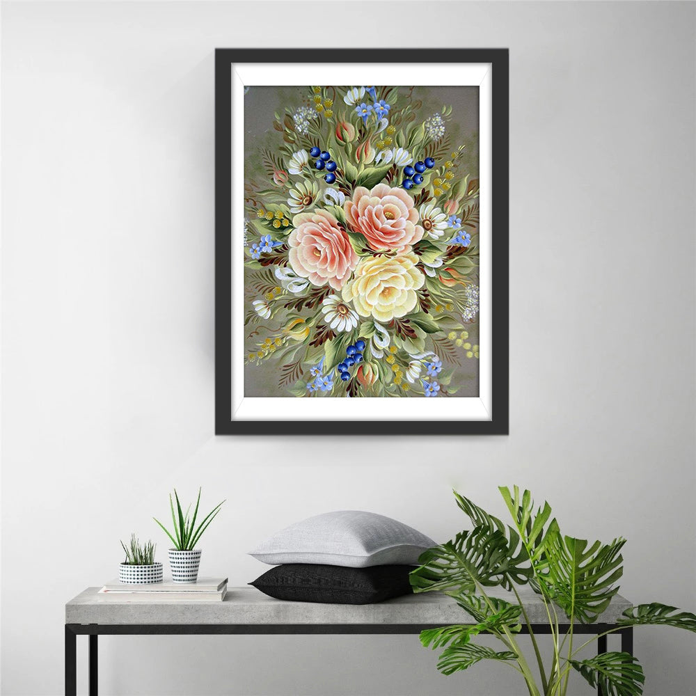 Verfijnde Bloemencompositie Diamond Painting