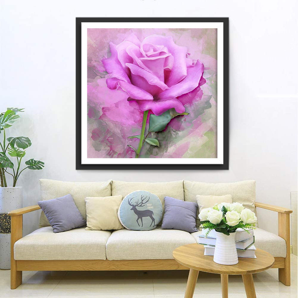 Verfijnde Roze Roos Diamond Painting