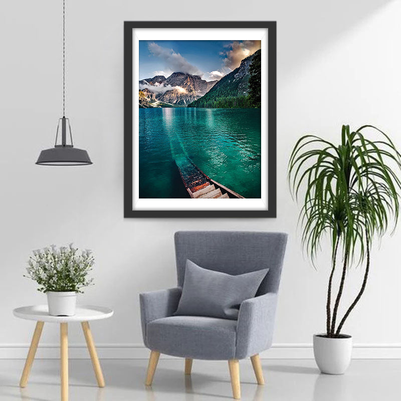Verfrissend Water met Bergachtergrond Diamond Painting