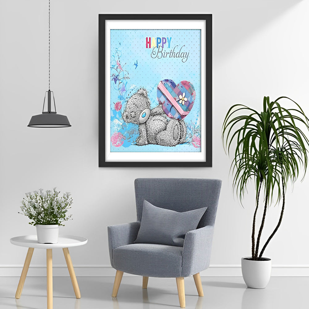 Verjaardagscadeau Teddybeer Diamond Painting