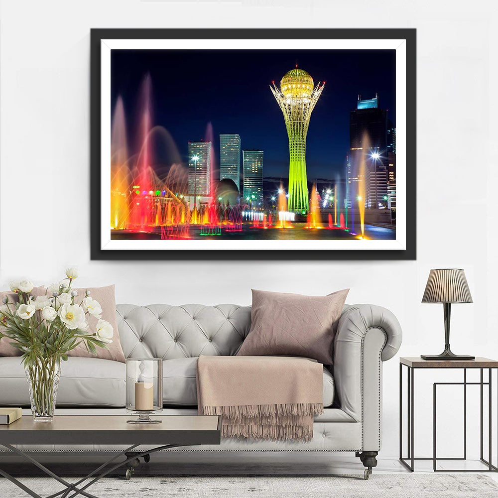 Verlichte Baiterek Toren Diamond Painting
