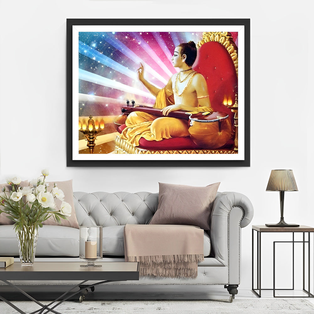 Verlichte Boeddha met Kosmische Achtergrond Diamond Painting