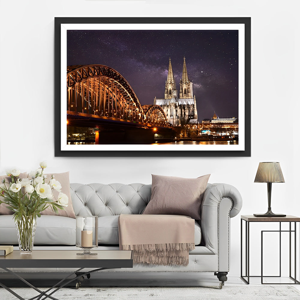 Verlichte Dom en Stalen Brug onder de Melkweg Diamond Painting