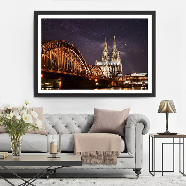 Verlichte Dom en Stalen Brug onder de Melkweg Diamond Painting