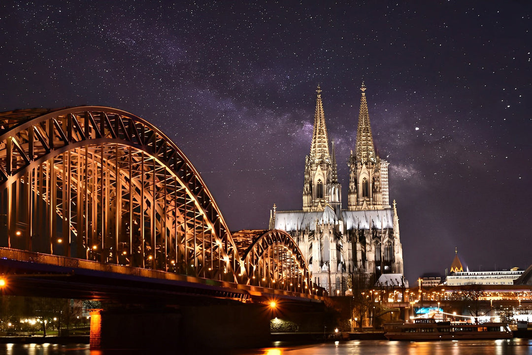 Verlichte Dom en Stalen Brug onder de Melkweg Diamond Painting