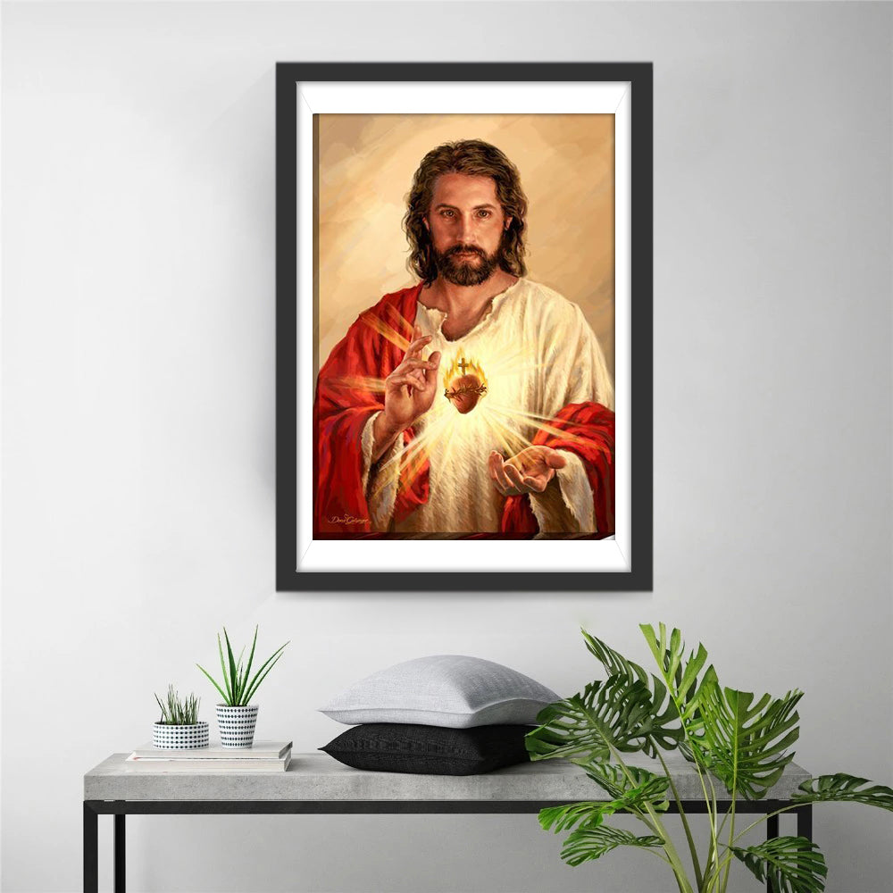 Verlichte Jezus en Het Stralende Hart Diamond Painting