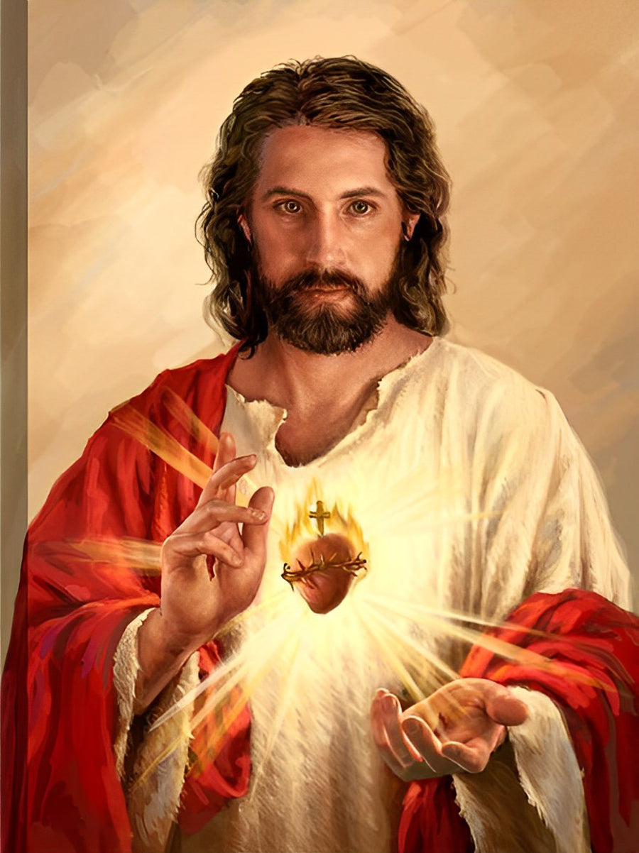 Verlichte Jezus en Het Stralende Hart Diamond Painting