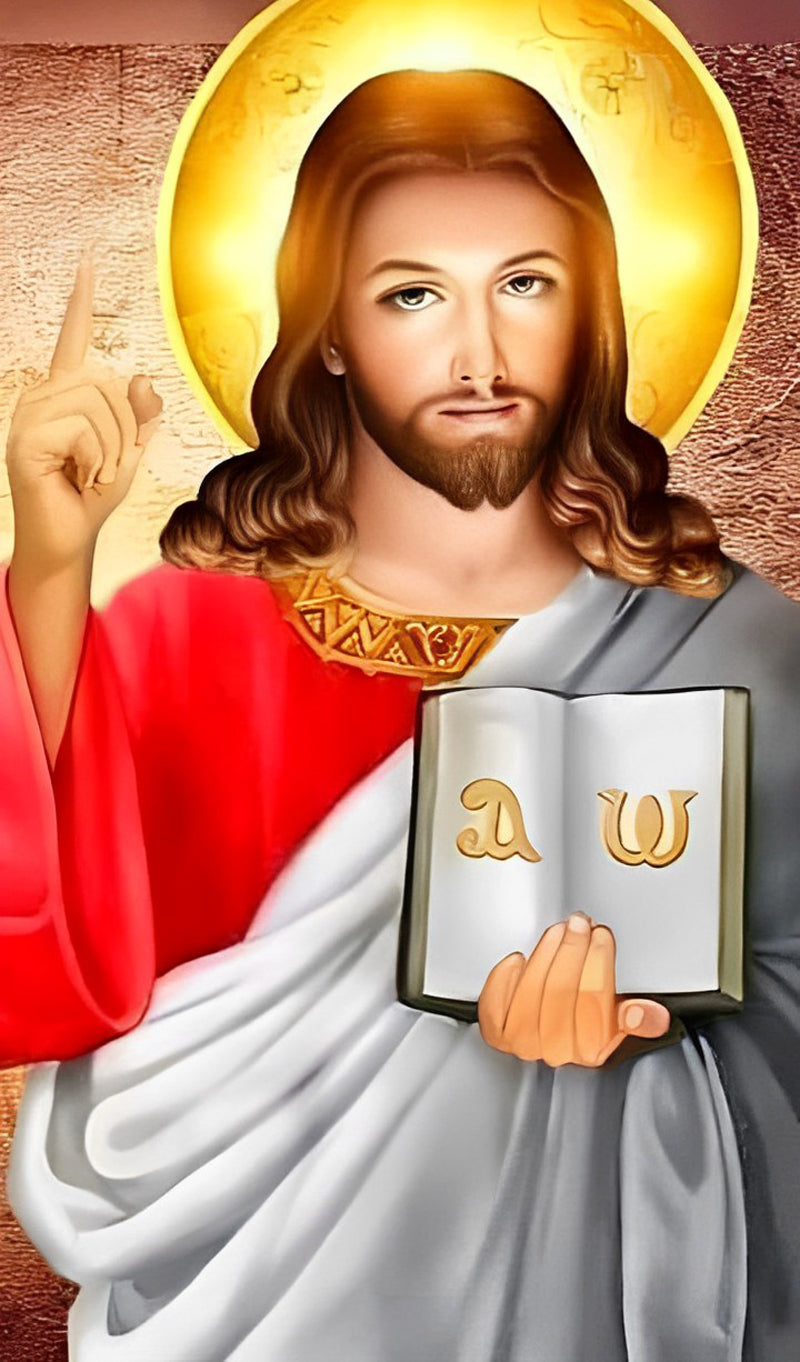 Verlichte Jezus met Bijbel Diamond Painting