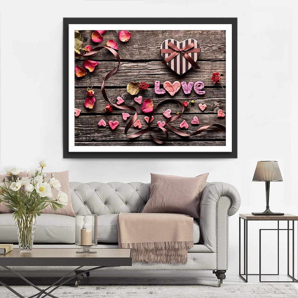 Verliefde Romantiek op Hout Diamond Painting