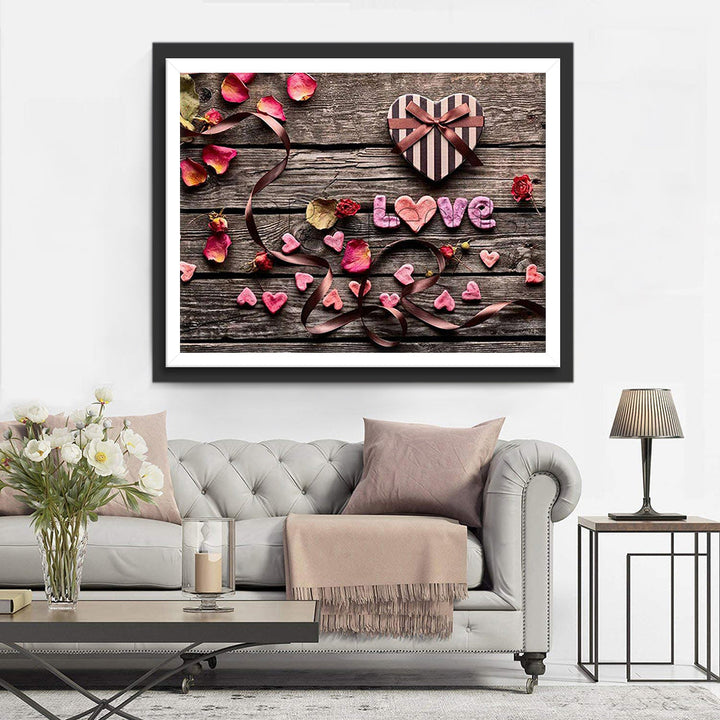 Verliefde Romantiek op Hout Diamond Painting