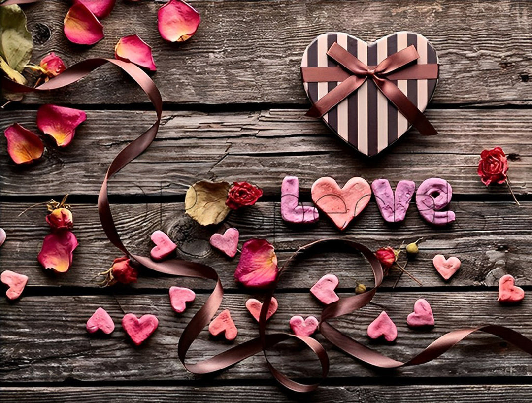 Verliefde Romantiek op Hout Diamond Painting