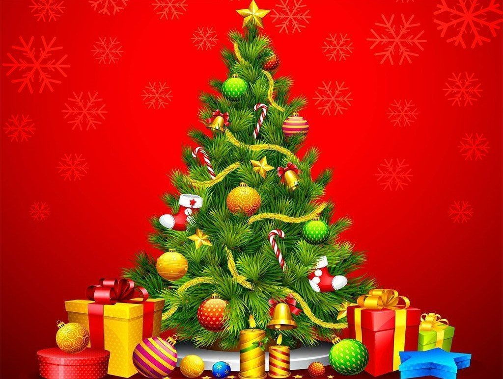 Versierde Kerstboom met Cadeaus Diamond Painting