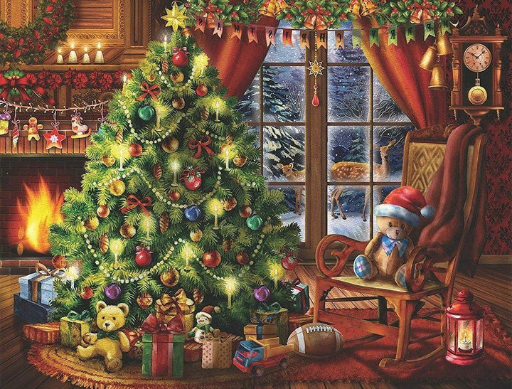 Versierde Kerstboom met Geschenken en Speelgoed Diamond Painting