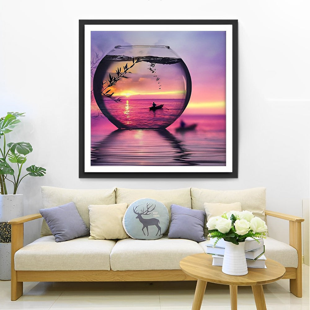 Verstilde Wereld in Glazen Bol Diamond Painting