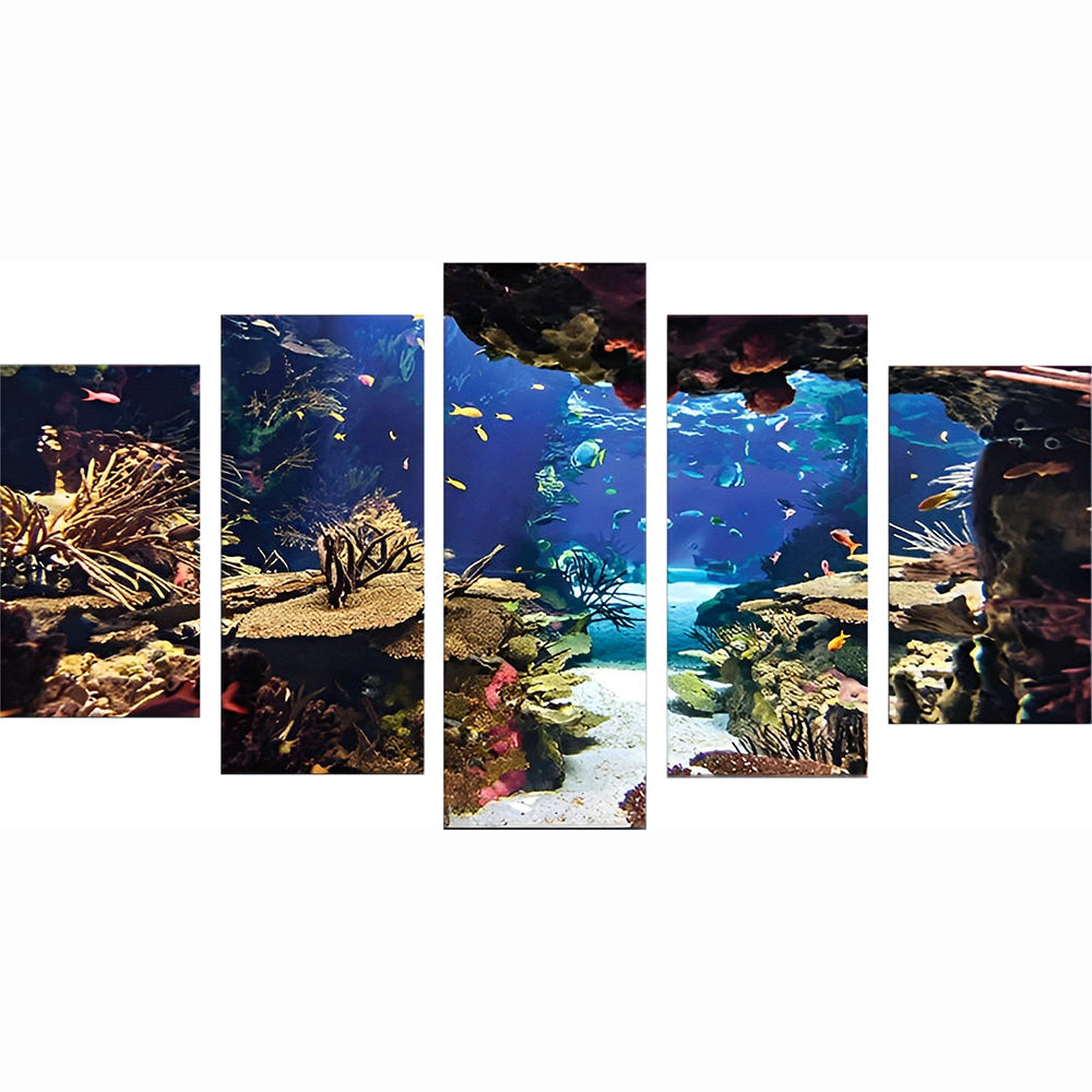 Vierdelig Kunstwerk van een Aquarium boven de Eettafel Diamond Painting