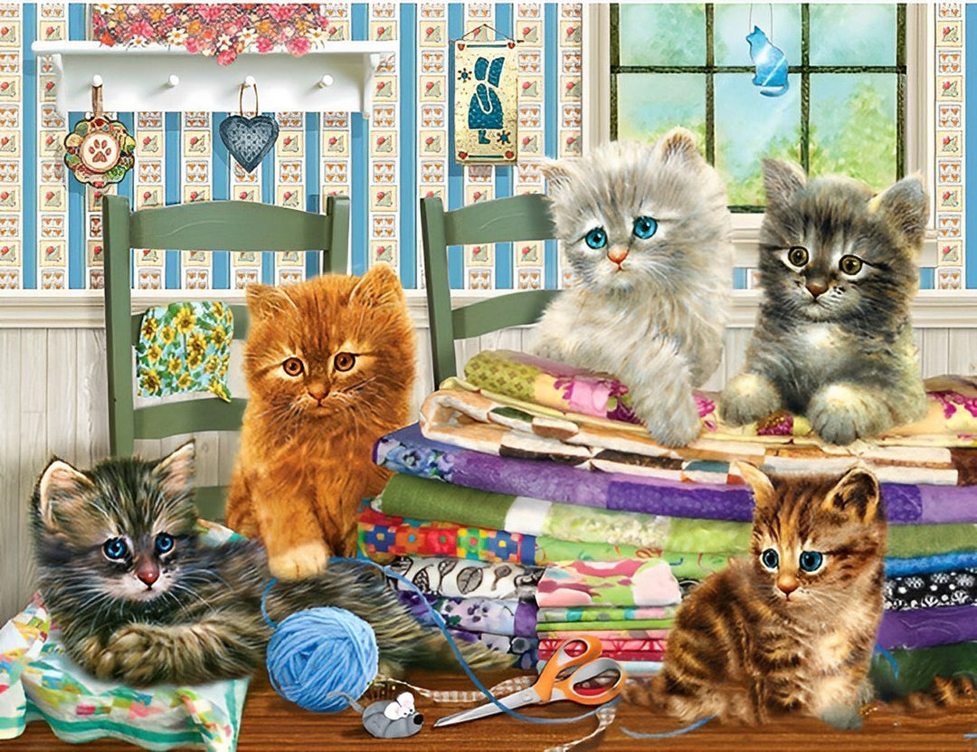 Vijf Verschillend Gekleurde Katten Diamond Painting