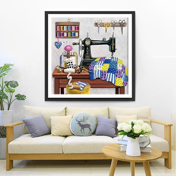 Vintage Naaimachine en Handwerkspullen Diamond Painting