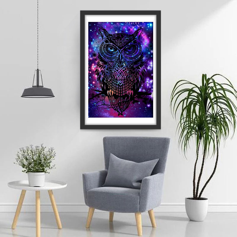 Violetblauwe Sterren en Uilen Diamond Painting