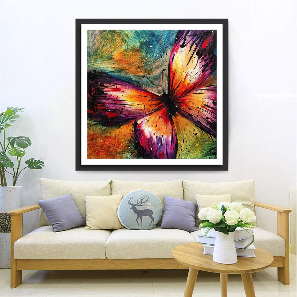 Vlinder op Gekleurde Achtergrond Diamond Painting