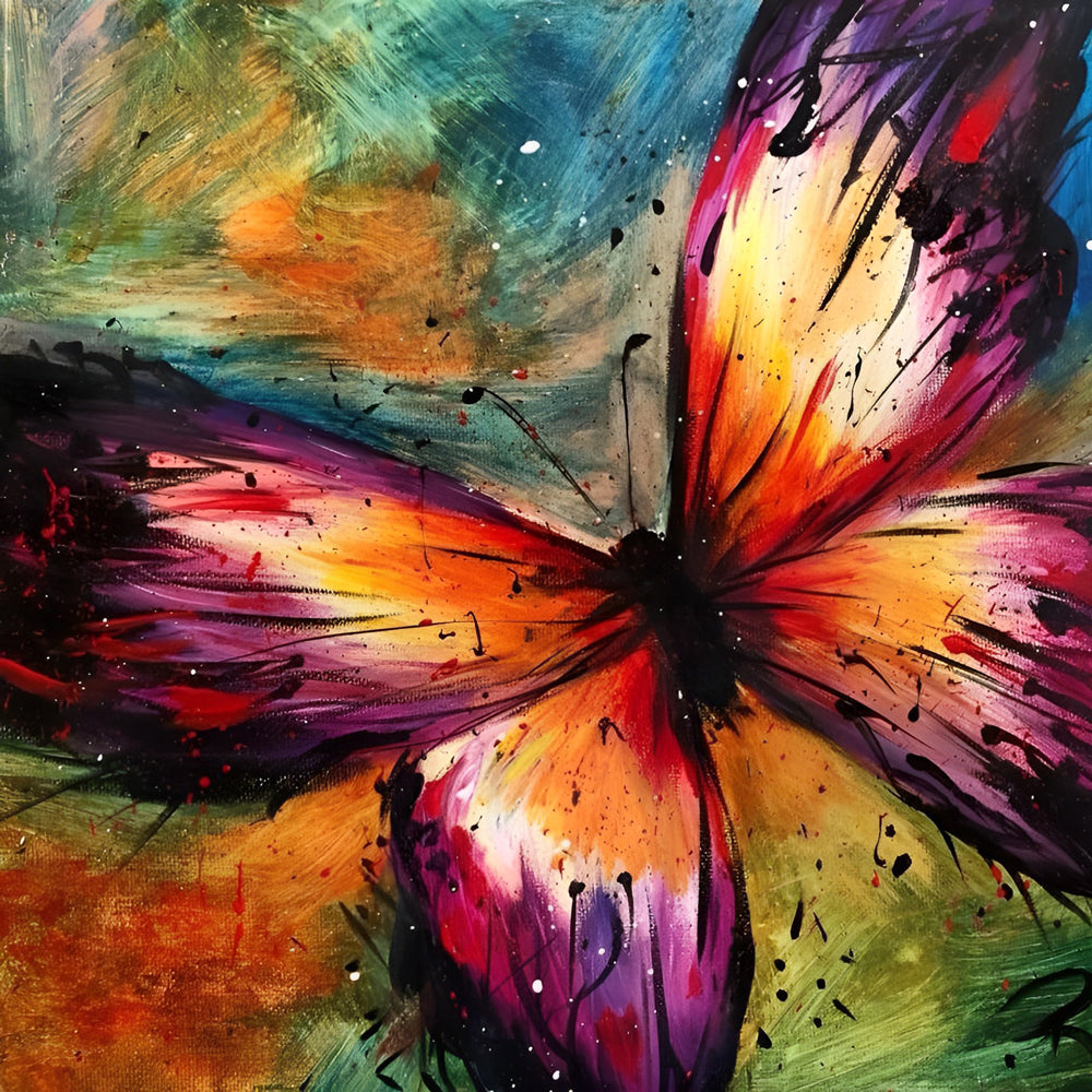 Vlinder op Gekleurde Achtergrond Diamond Painting
