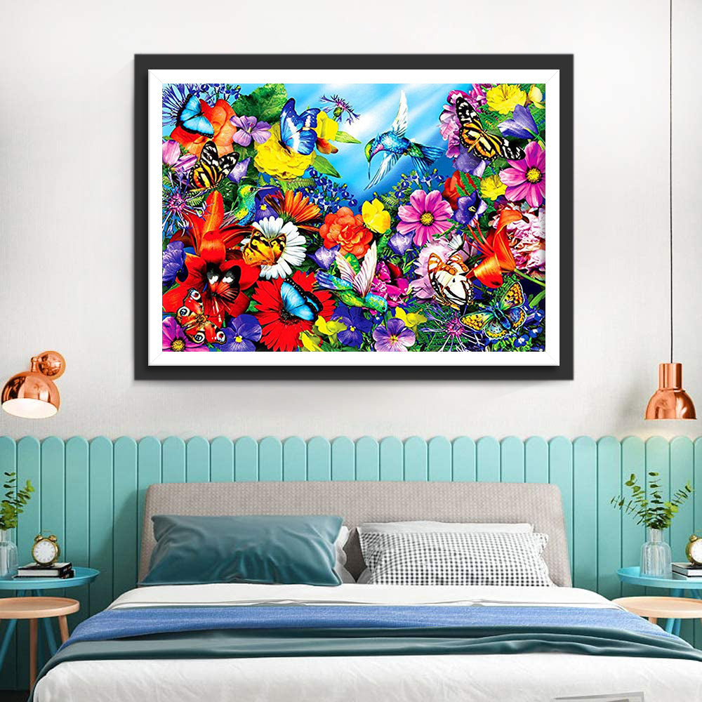 Vlinders en Bloemen in Eendracht Diamond Painting