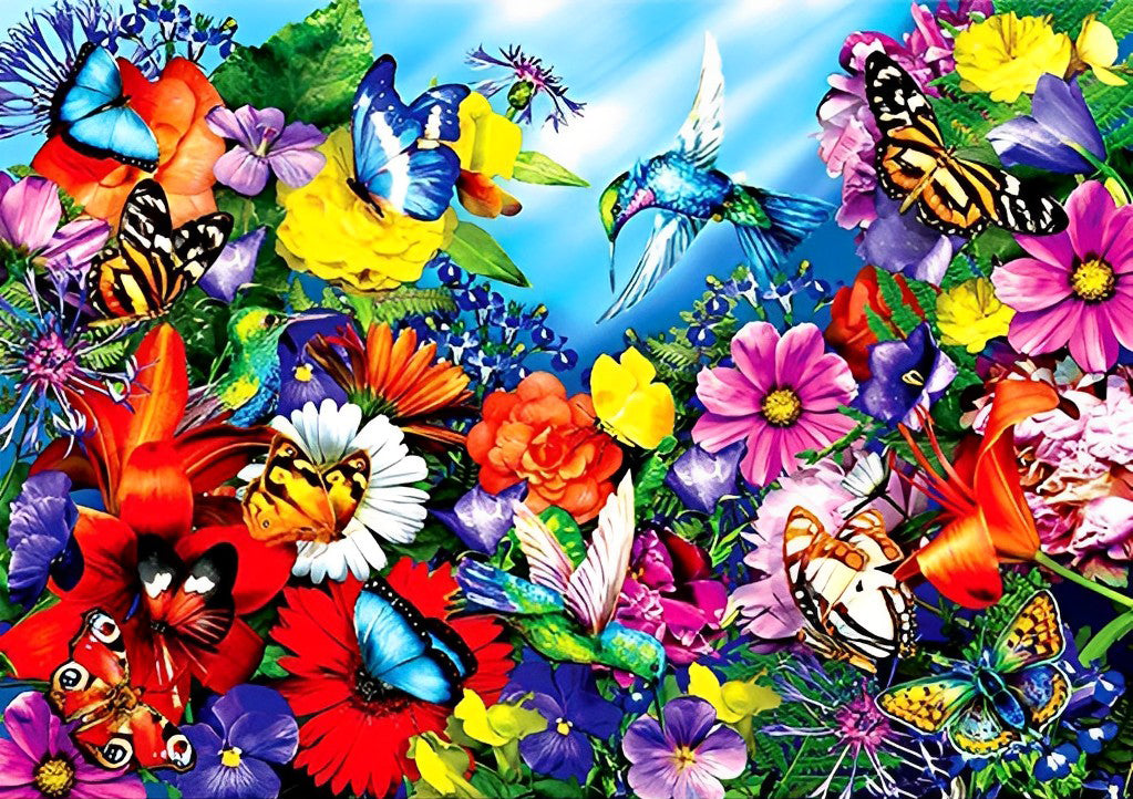 Vlinders en Bloemen in Eendracht Diamond Painting