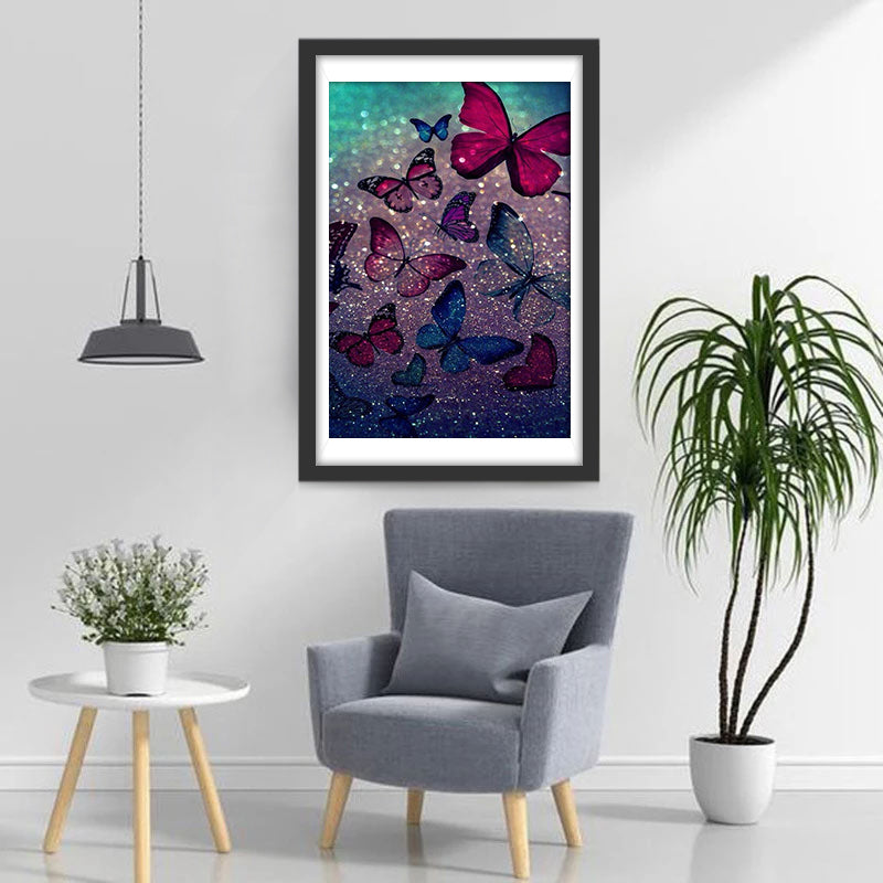 Vlinders op Sprankelende Lichtpuntjes Diamond Painting