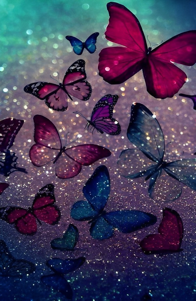 Vlinders op Sprankelende Lichtpuntjes Diamond Painting