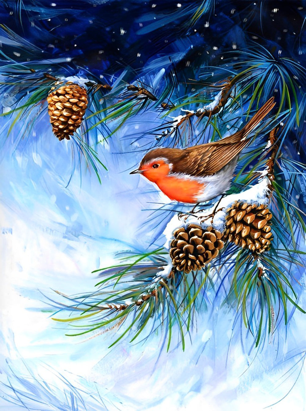 Vogel in de Kerstboom Diamond Painting