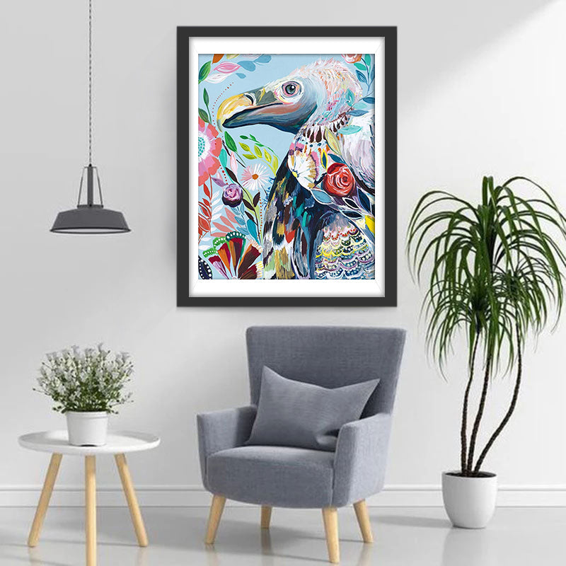 Vogel met Bloemmotieven Diamond Painting