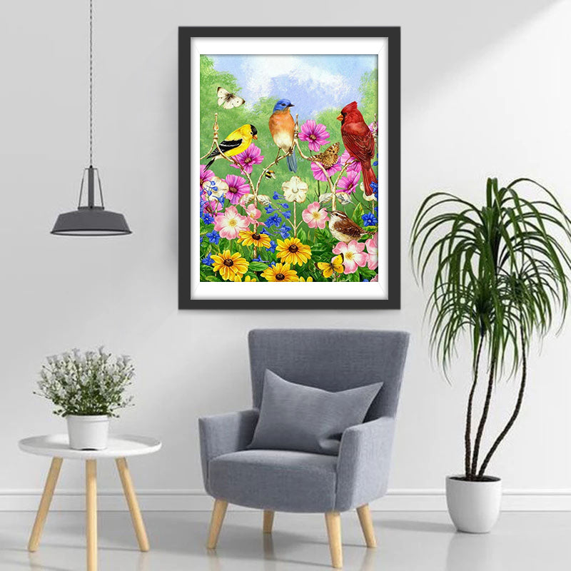 Vogels en Vlinders in de Bloemen Diamond Painting