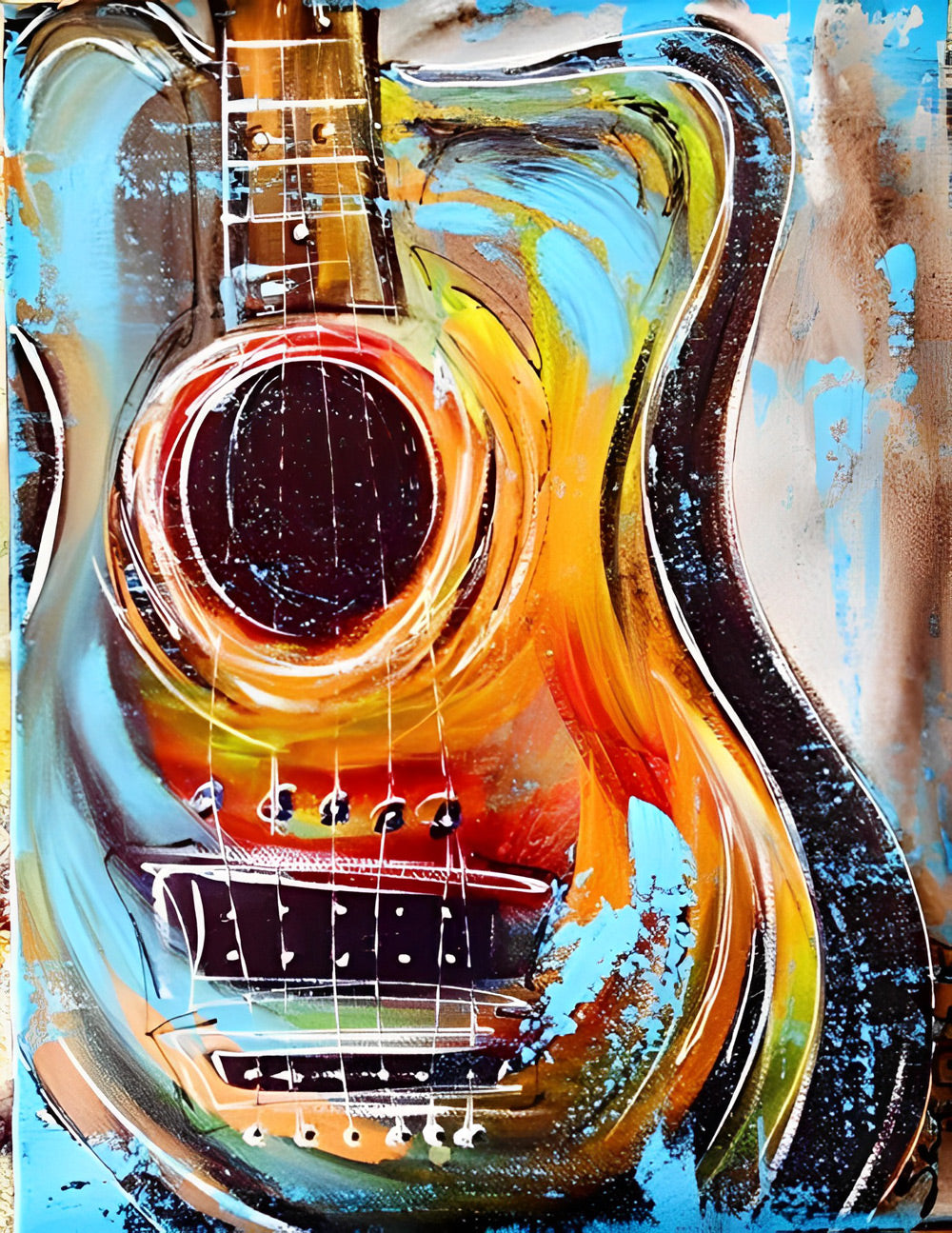 Vormen en Kleuren van de Gitaar Diamond Painting